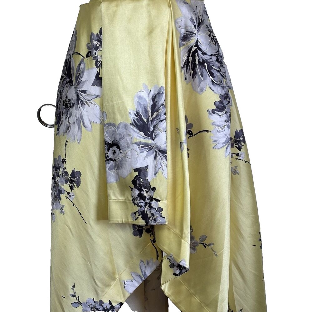 Speechless Yellow Floral High Low Dress Size 5 Spaghetti Strap Prom Formal Satin - Picture 6 of 16